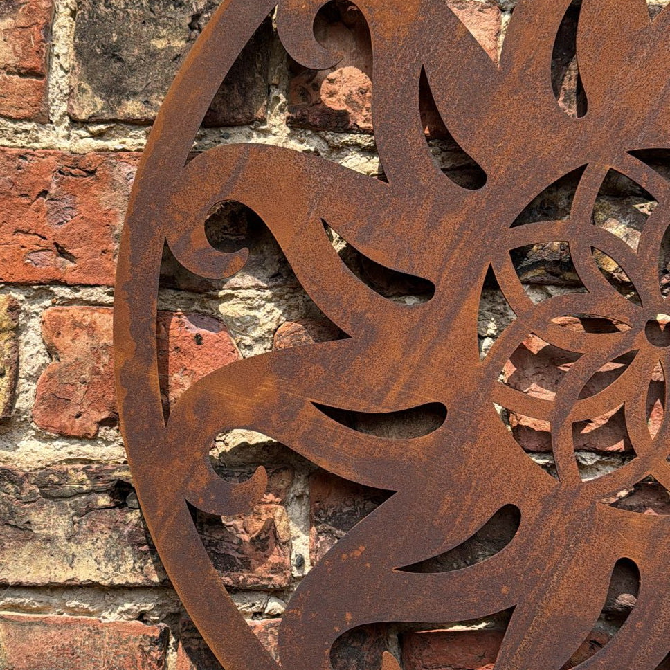 Rusty Metal Sun Wall Decoration 55cm