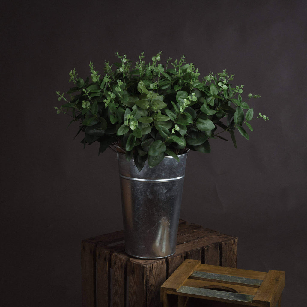 Dark green cineraria eucalyptus spray with lifelike plastic leaves, 62cm tall, for home decor or floral arrangements. by RoomLondon at brixbailey.com