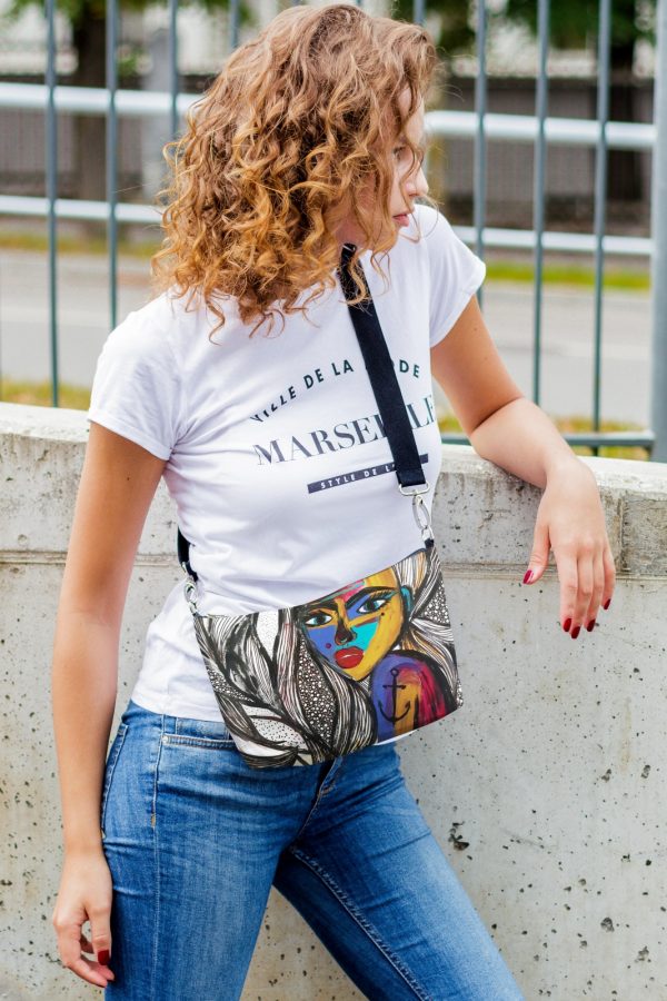 Two-in-One Crossbody Bag with Original Artwork – Stylish & Versatile by Garbanota at www.brixbailey.com
