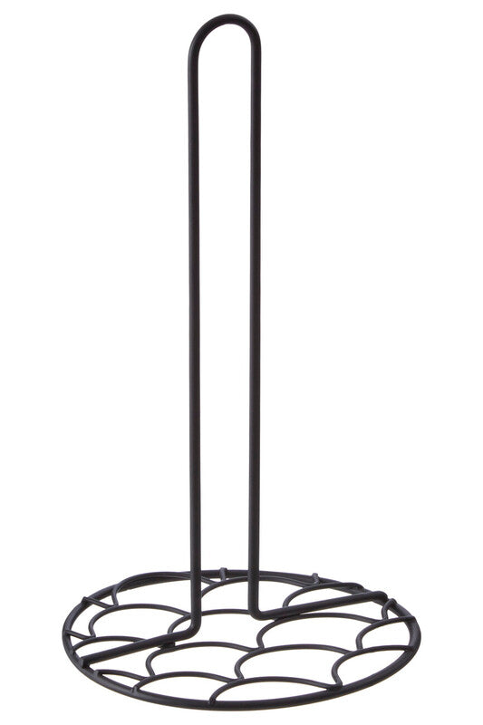 Matte Black Kitchen Roll Holder with Art Deco Base
