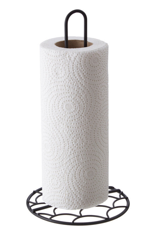 Matte Black Kitchen Roll Holder with Art Deco Base