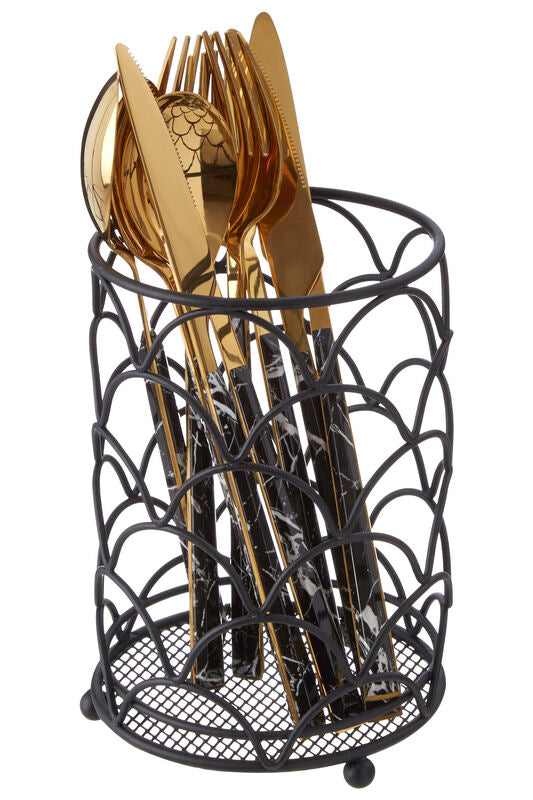 Vertex Deco Utensil Holder in Matte Black
