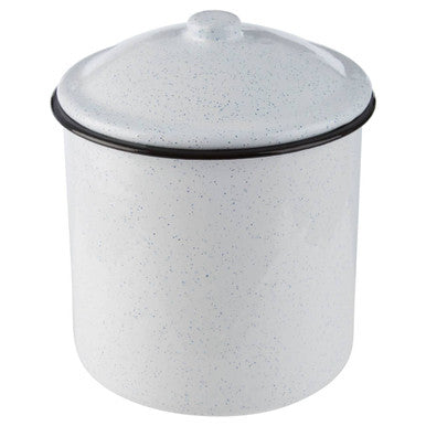 Large White Kitchen Canister with Black Pattern