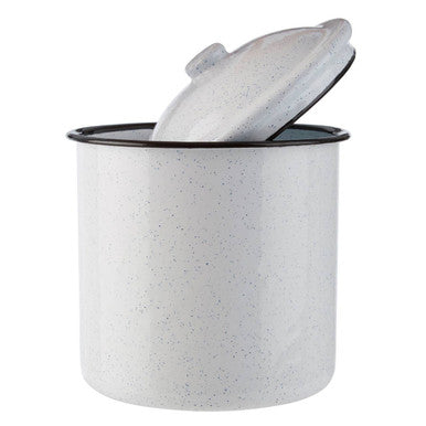 Large White Kitchen Canister with Black Pattern