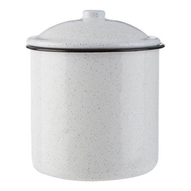 Large White Kitchen Canister with Black Pattern