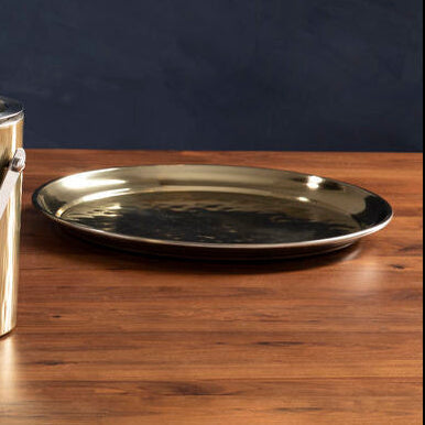 Brass Finish Large Serving Plate