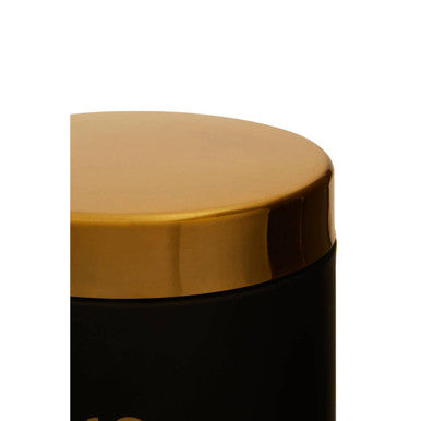 Black Enamel Biscuit Canister with Gold Lid