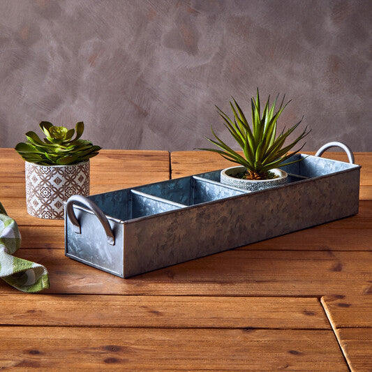 Four Compartment Galvanised Steel Rectangular Tray