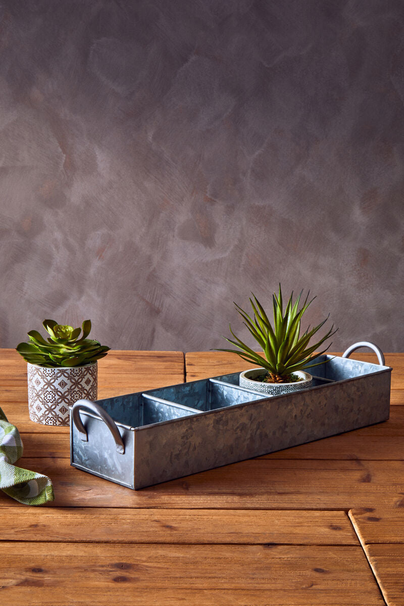 Four Compartment Galvanised Steel Rectangular Tray