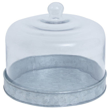 Galvanised Steel Cake Plate with Glass Dome