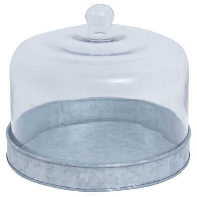 Galvanised Steel Cake Plate with Glass Dome