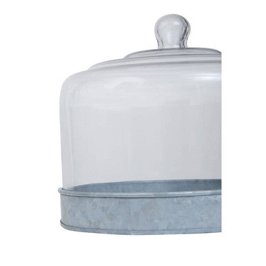 Galvanised Steel Cake Plate with Glass Dome