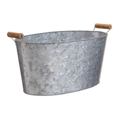 Galvanised Steel Drinks Tub with Wood Handles
