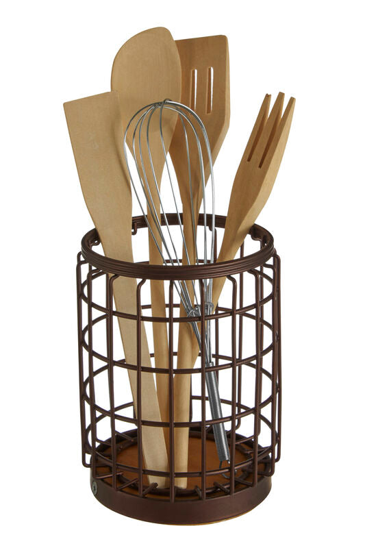 Round Bronze Utensil Holder