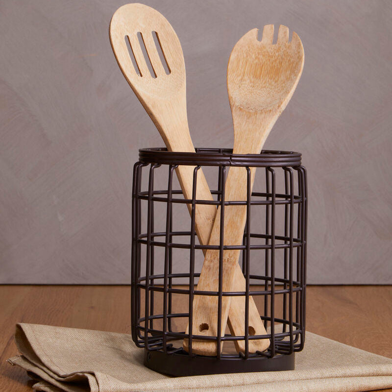 Round Bronze Utensil Holder