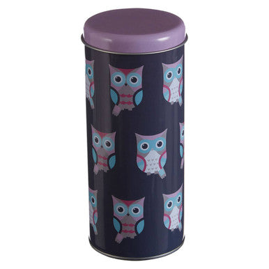 Round Storage Canister with Happy Owls Design
