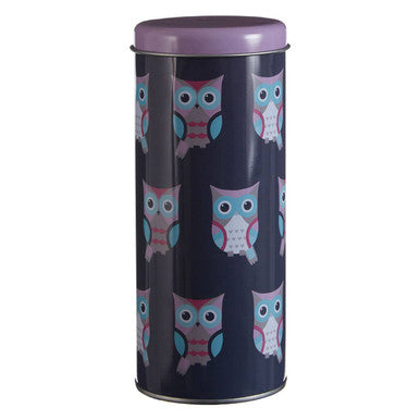 Round Storage Canister with Happy Owls Design