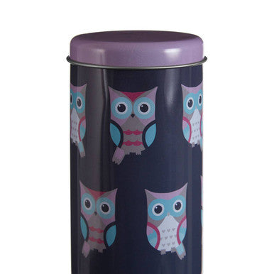 Round Storage Canister with Happy Owls Design