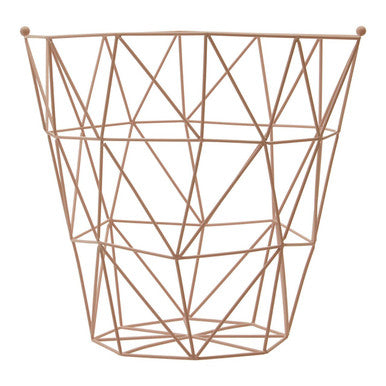 Pink Finish Storage Basket with Geometric Pattern