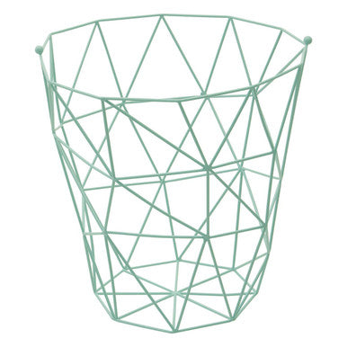 Green Finish Storage Basket with Geometric Pattern
