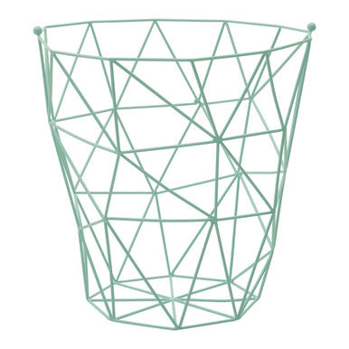 Green Finish Storage Basket with Geometric Pattern