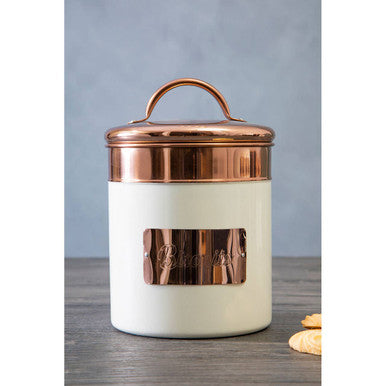 Cream and Copper Biscuit Canister
