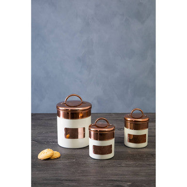 Cream and Copper Biscuit Canister