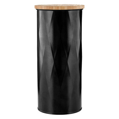 Black Large Storage Canister with Bamboo Lid