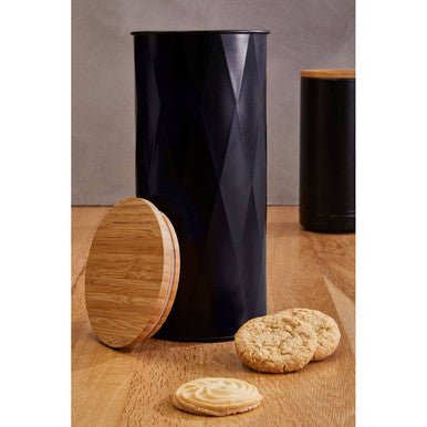 Black Large Storage Canister with Bamboo Lid