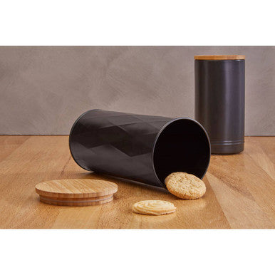 Black Large Storage Canister with Bamboo Lid