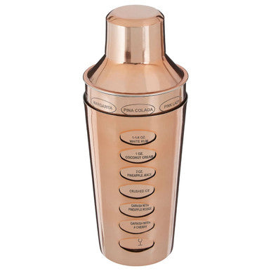 Rose Gold Cocktail Shaker with Recipe Guides
