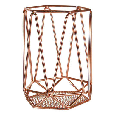 Copper Finish Utensil Holder with Hexagon Frame