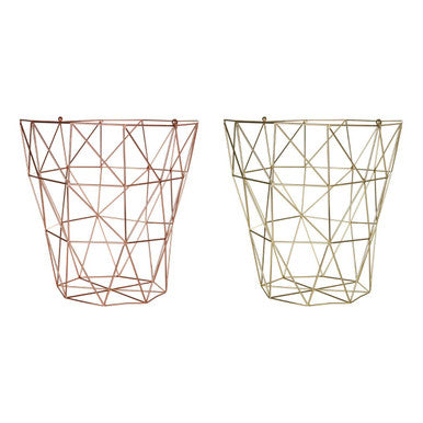 Copper Finish Storage Basket with Geometric Design