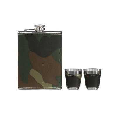 Camouflage Hip Flask and Shot Glasses Set
