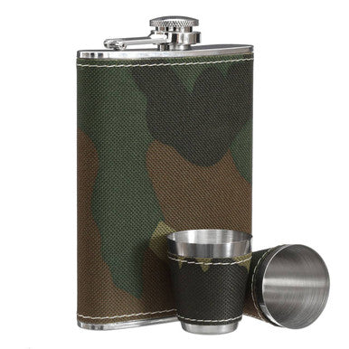 Camouflage Hip Flask and Shot Glasses Set
