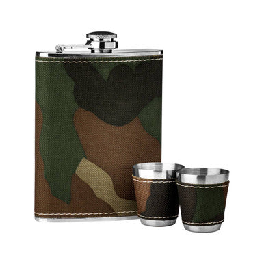 Camouflage Hip Flask and Shot Glasses Set