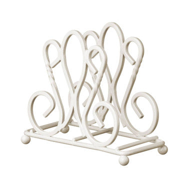 Cream Metal Napkin Holder with Fleur de Lis Design