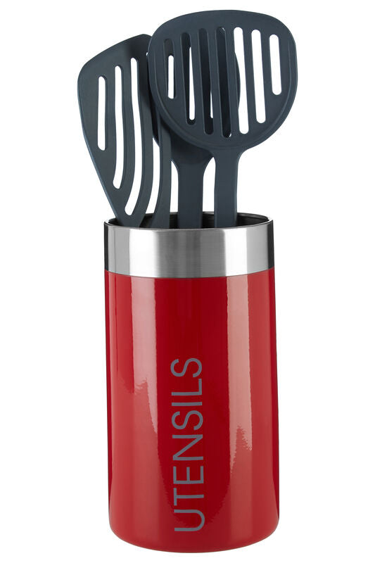 Red Enamel Utensil Holder