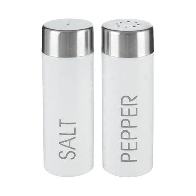 White Enamel Salt and Pepper Shakers