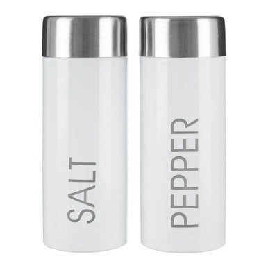 White Enamel Salt and Pepper Shakers