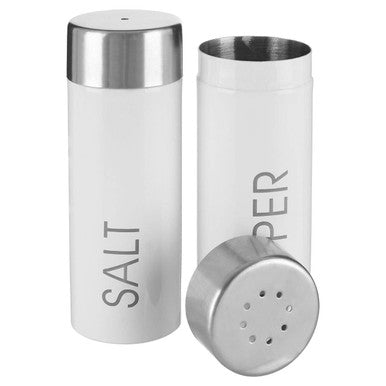 White Enamel Salt and Pepper Shakers