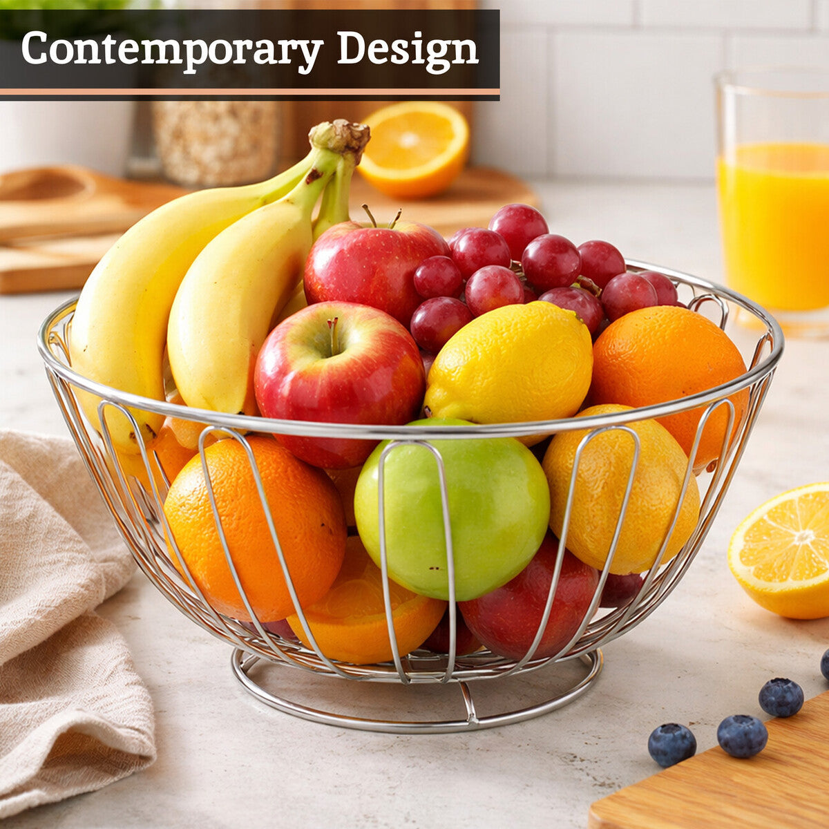 Chrome Round Fruit Basket