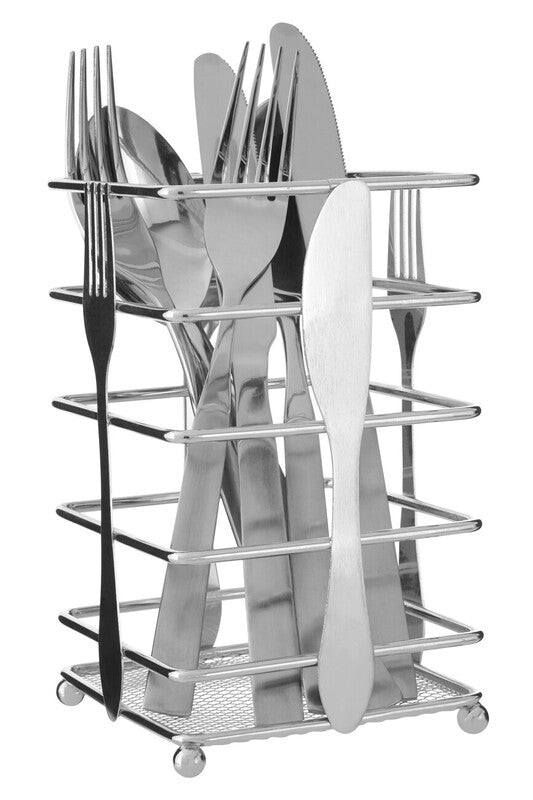 Fork Design Cutlery Caddy in Silver Mesh