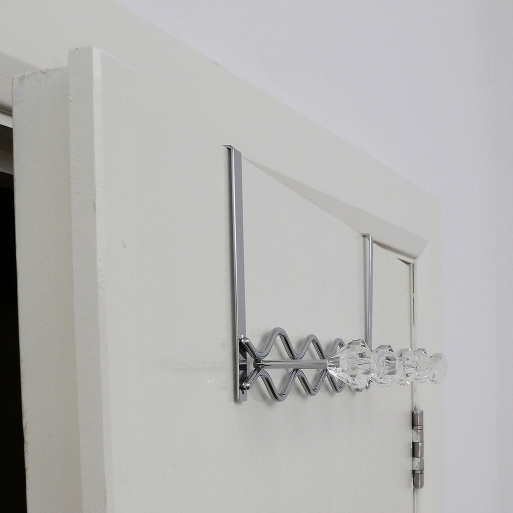 Chrome Over Door Hanger with Five Diamante Hooks