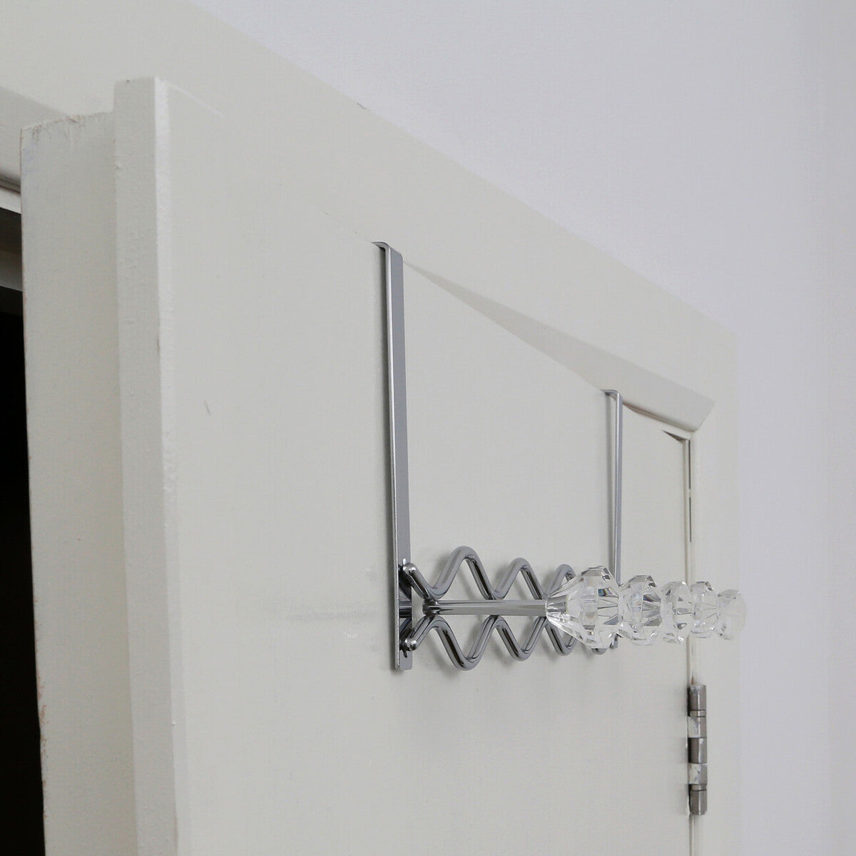Chrome Over Door Hanger with Five Diamante Hooks