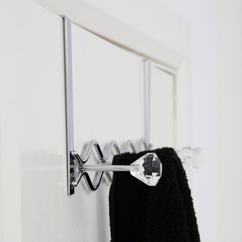 Chrome Over Door Hanger with Five Diamante Hooks