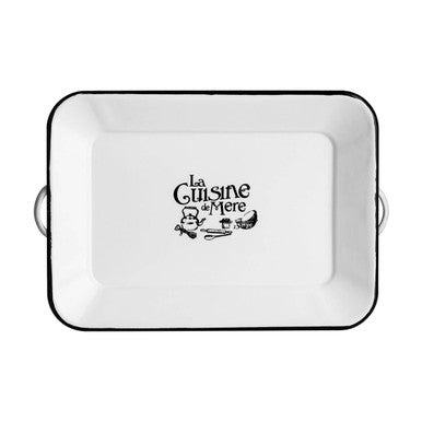 French Enamel Serving Tray with Handles