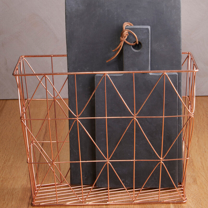 Copper Finish Zigzag Wire Basket