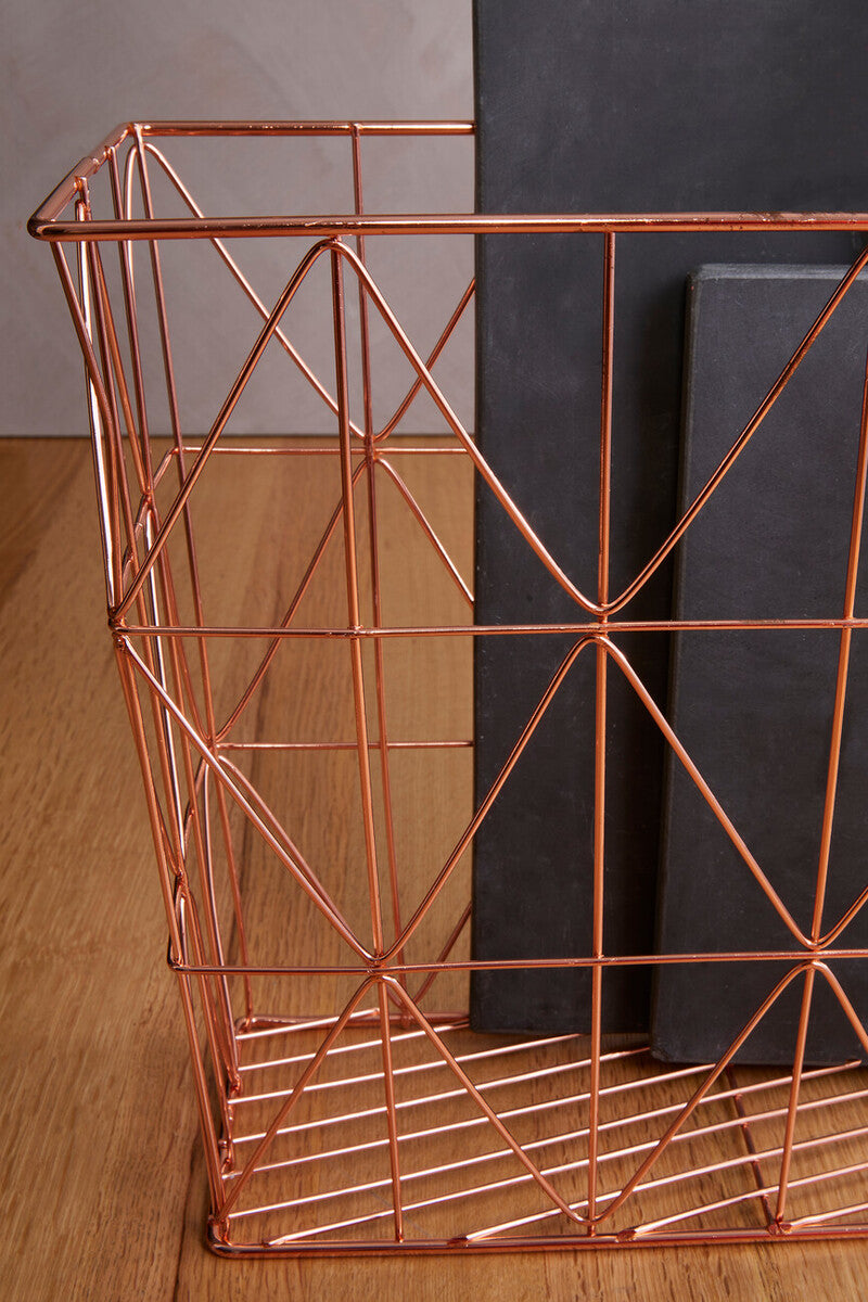 Copper Finish Zigzag Wire Basket
