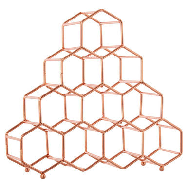 Copper Plated Spice Rack with 10 Hexagonal Sections